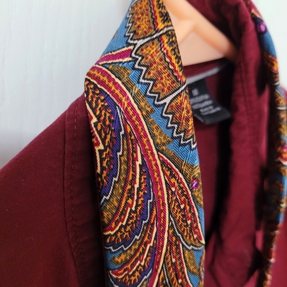Vintage Burberry Tie Paisley Maroon Gold Blue Tie - Picture 1 of 7